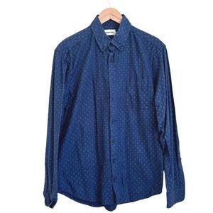 Taylor Stitch Mens The Jack Indigo Star Shirt Size 42 Blue Organic Cotton FLAW